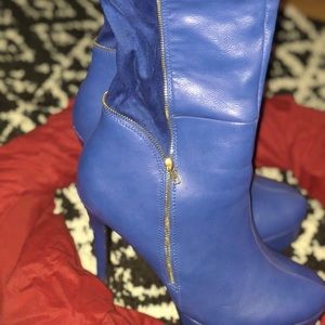 Royal blue over the knee boot